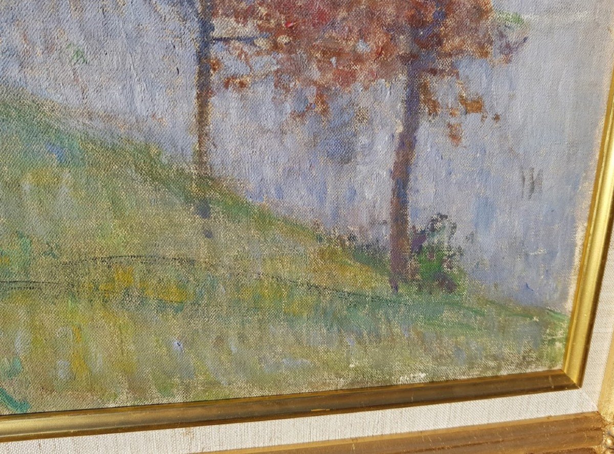 Victor CHARRETON - PAYSAGE D'AUTOMNE - HUILE SUR TOILE-photo-3