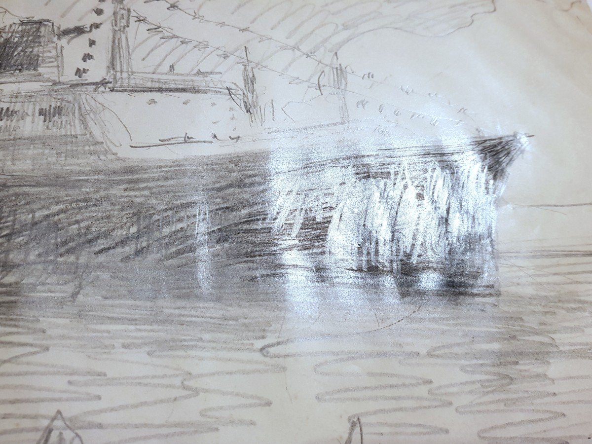 MARIN-MARIE - PAQUEBOT FRANCE - RARE DESSIN -photo-1