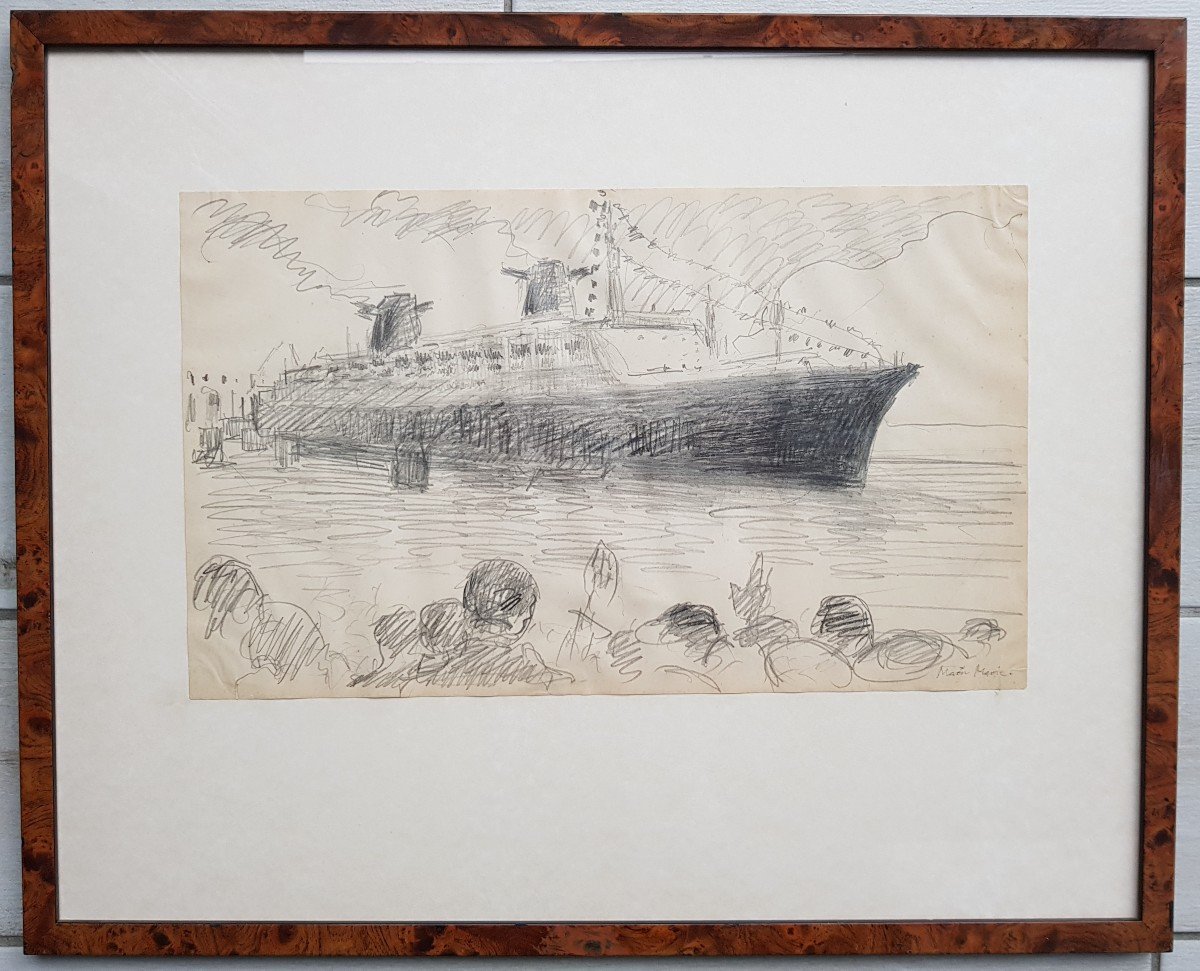 MARIN-MARIE - PAQUEBOT FRANCE - RARE DESSIN 