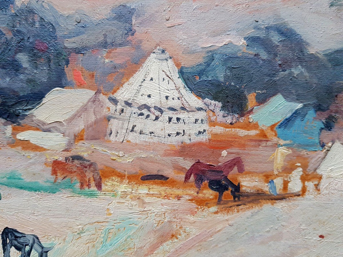 Edy Legrand - Large Orientalist Oil - Encampment Atlas-photo-2