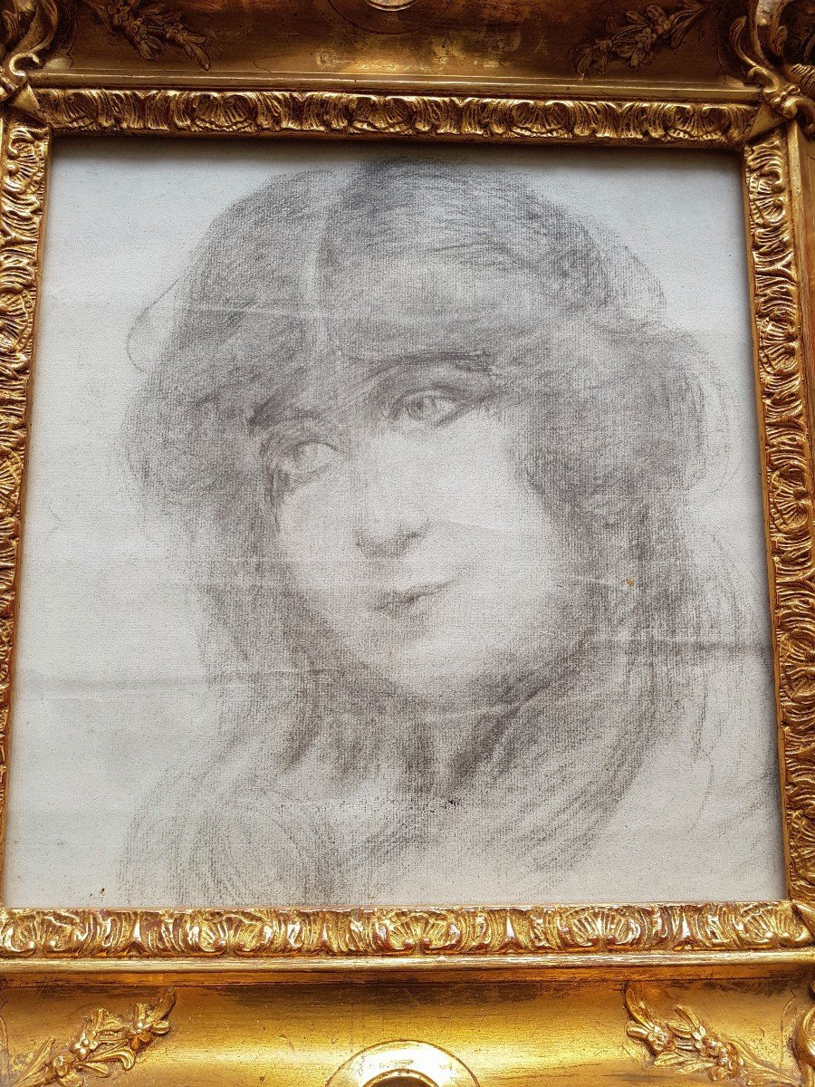 Charcoal Drawing 1900 - Portrait Of Young Woman-photo-3