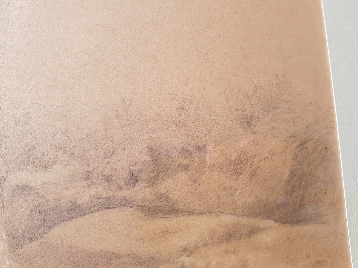 Theodore Rousseau - Large Drawing - Rocky Landscape-photo-3