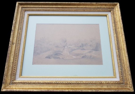 Theodore Rousseau - Large Drawing - Rocky Landscape