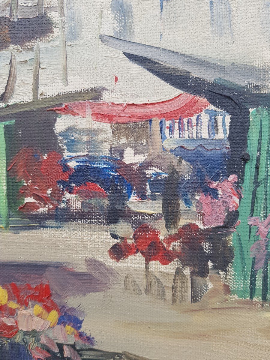 Constantin Kluge - Oil On Canvas - Flower Market, Paris-photo-3