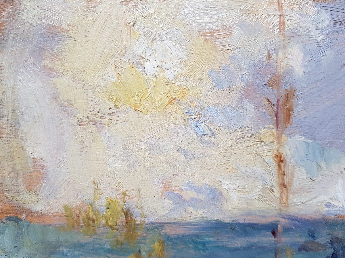Albert Lebourg - Oil On Panel - Lake Landscape-photo-1
