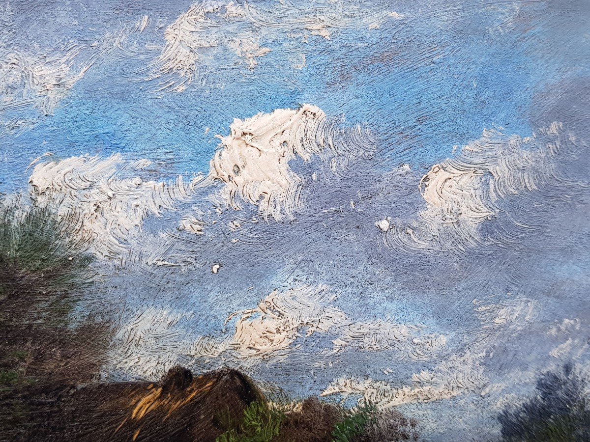Jules Dupre - Barbizon - Oil On Panel - Lake Landscape-photo-3