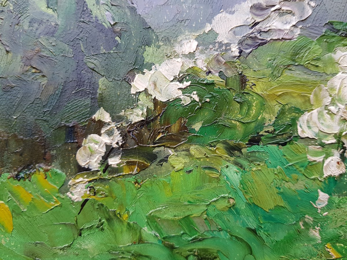 Paul-Emile PISSARRO - Huile 27 x 35 cms - Pommier en fleur-photo-1