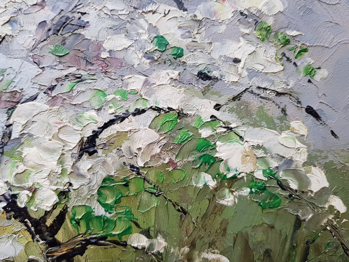 Paul-Emile PISSARRO - Huile 27 x 35 cms - Pommier en fleur-photo-5