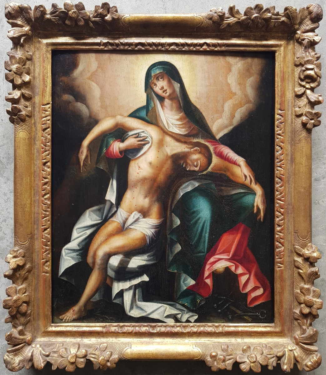 Ecole flamande c.1600 - Huile Sur Panneau - Vierge / Pieta