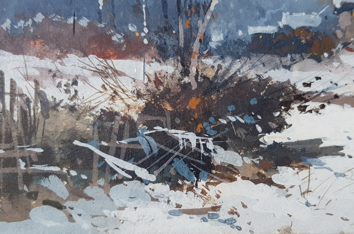 GALIEN LALOUE - Gouache - Village sous la neige-photo-7