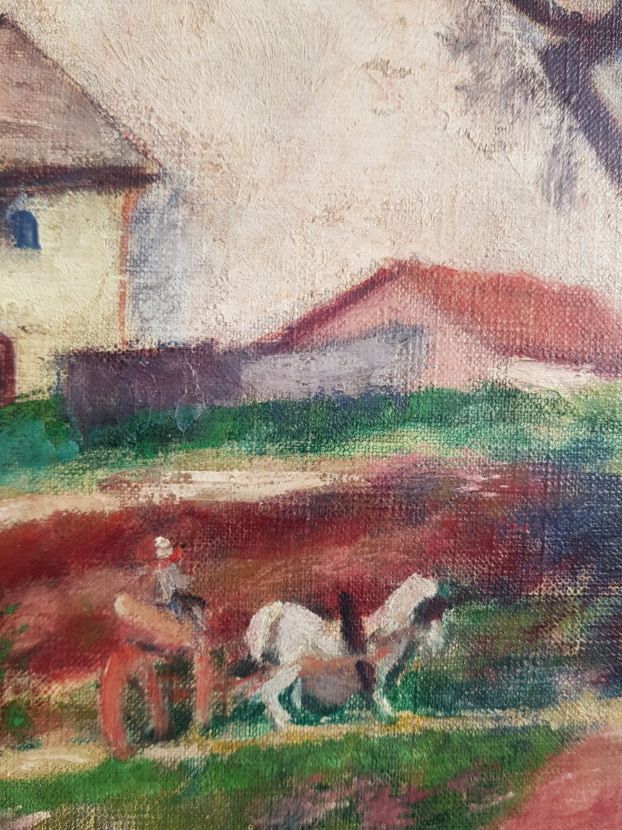 Roderic O'CONOR - Huile sur carton - Paysage au cheval blanc-photo-3