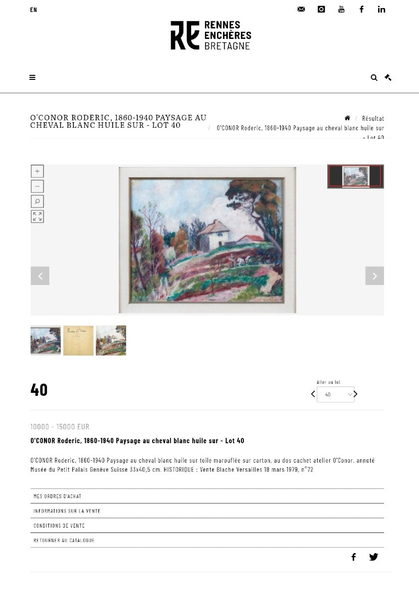 Roderic O'CONOR - Huile sur carton - Paysage au cheval blanc-photo-8