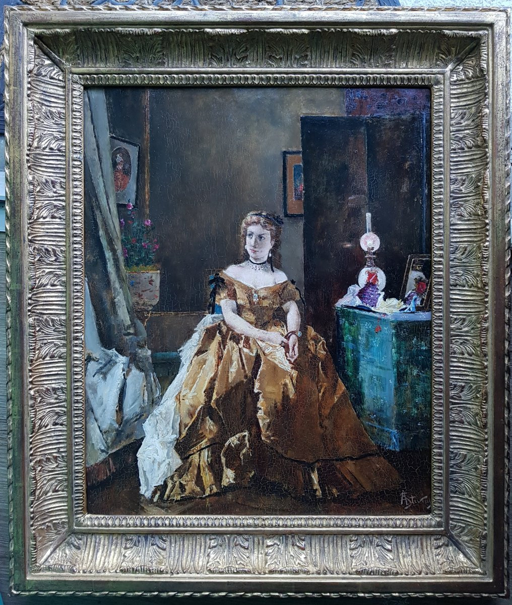 Alfred Stevens - Oil On Panel 1890 - Return From The Ball-photo-3
