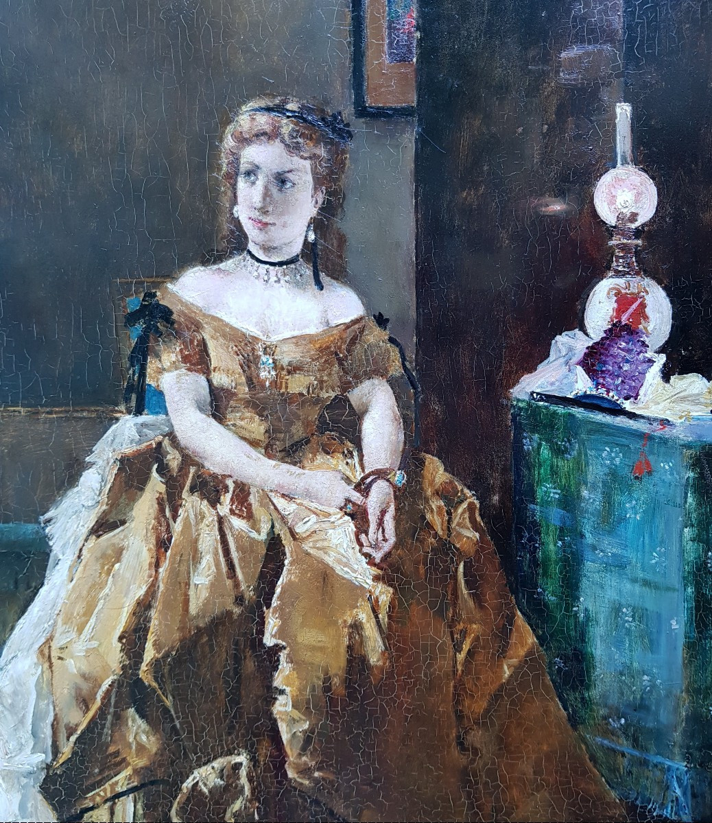 Alfred Stevens - Oil On Panel 1890 - Return From The Ball