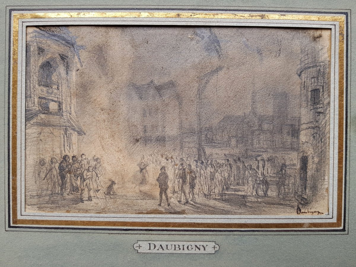 DAUBIGNY - Dessin 1840 - Esmeralda / Notre-Dame de Paris-photo-4