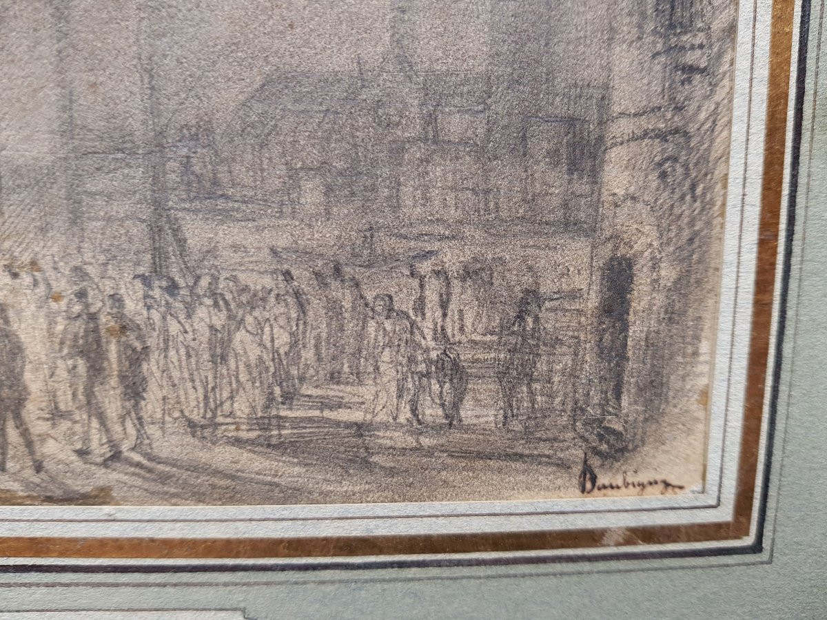 DAUBIGNY - Dessin 1840 - Esmeralda / Notre-Dame de Paris-photo-6
