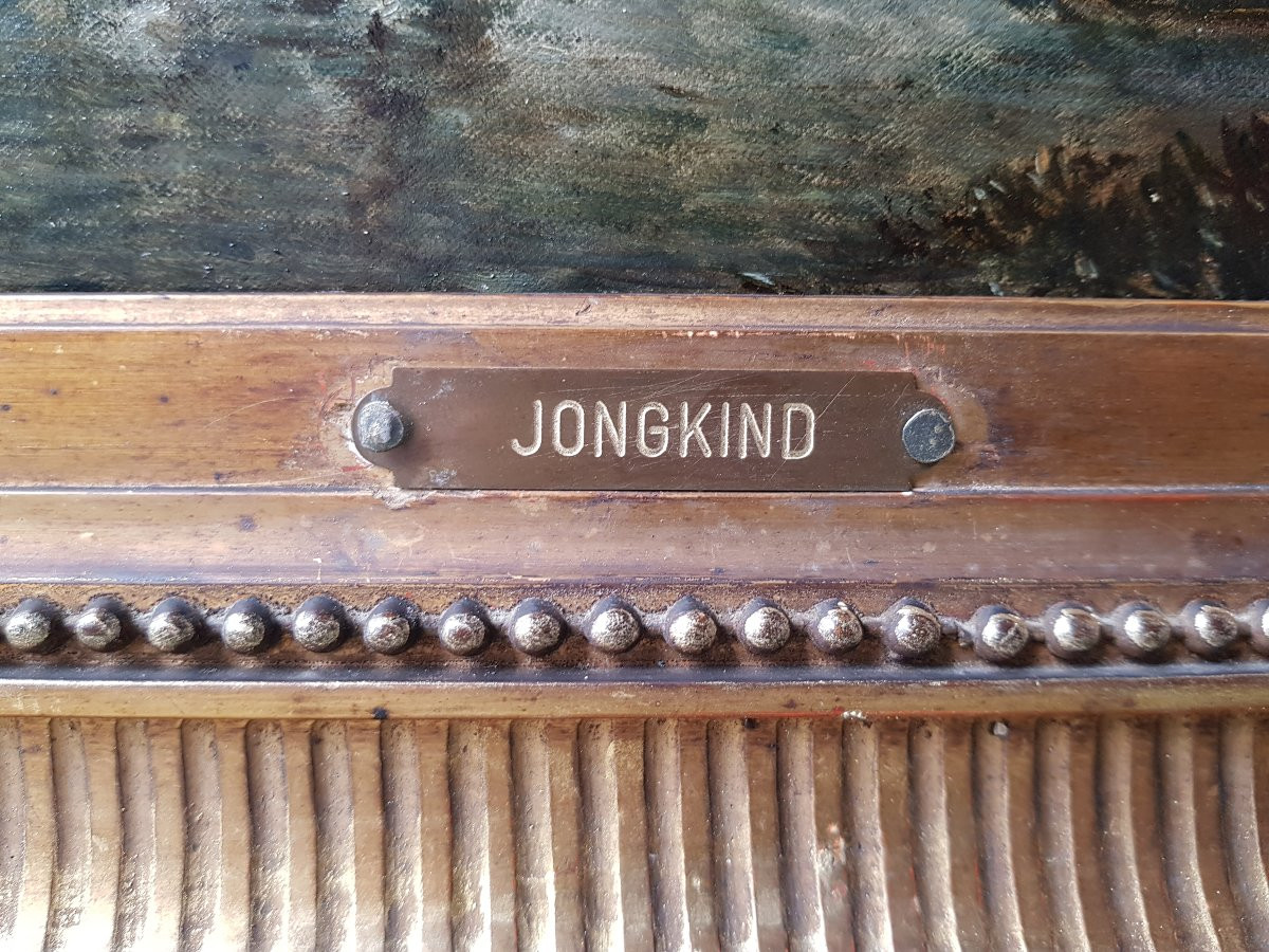 Ecole hollandaise XIXè - JONGKIND - Canal au clair de lune -photo-6