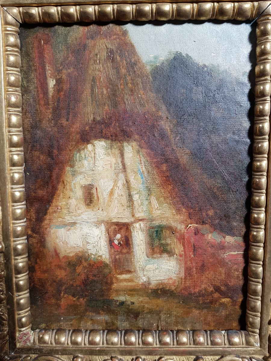 Felix Ziem - Oil 1850 - Barbizon - Cottage In Forest-photo-2