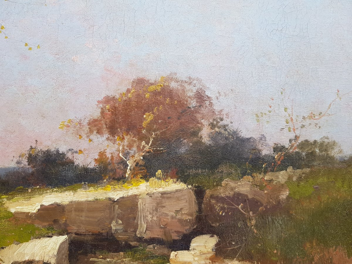 Galien Laloue - Oil On Canvas - Landscape With Woman-photo-6