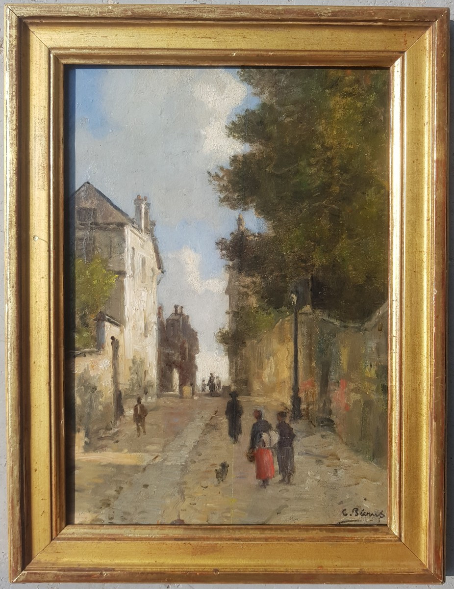 Pecrus - Oil On Panel - Street In Montmartre, Paris - 1880