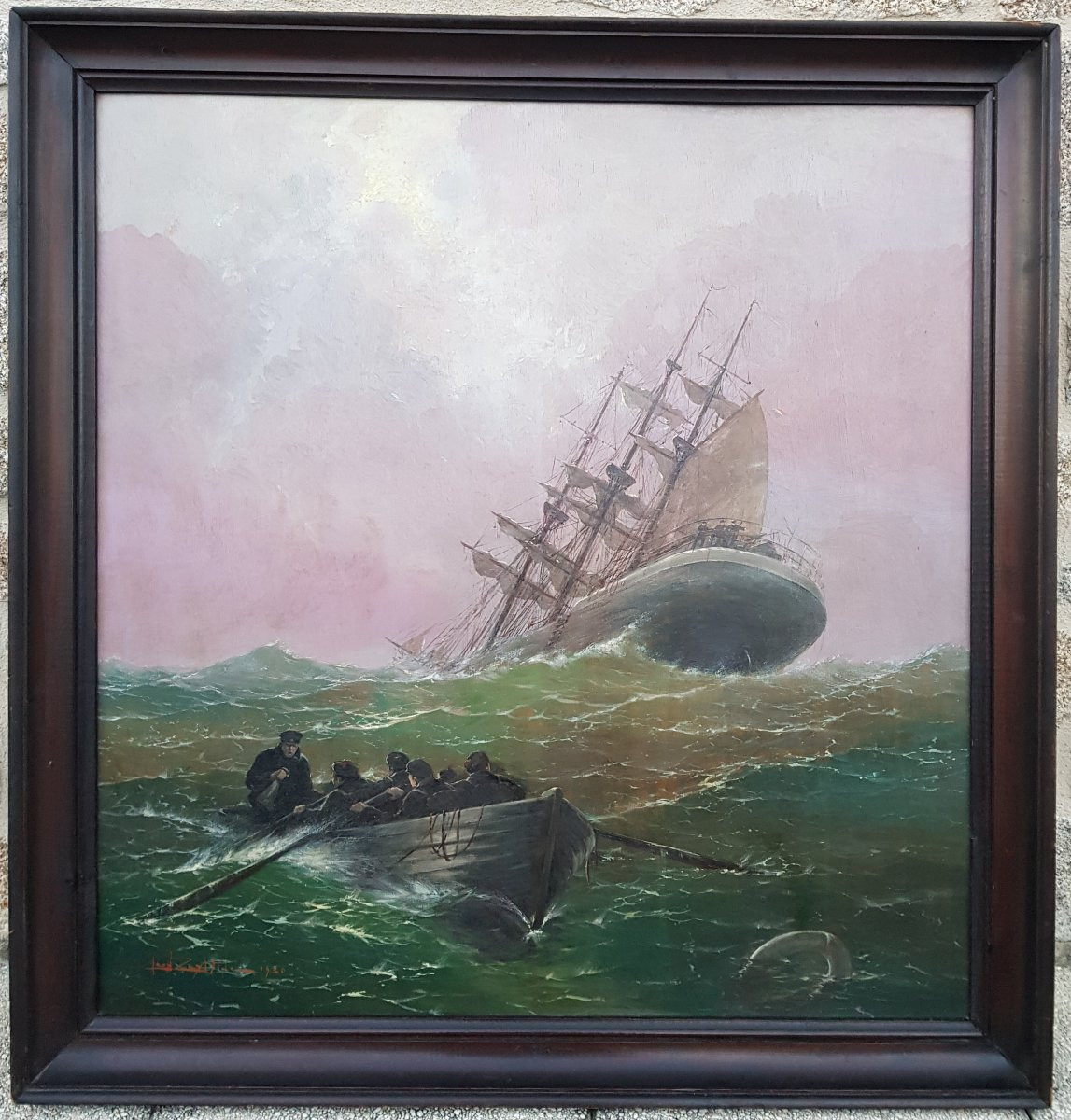 ZEYTLINE - Huile sur panneau - Grand format - Voilier en mer-photo-2