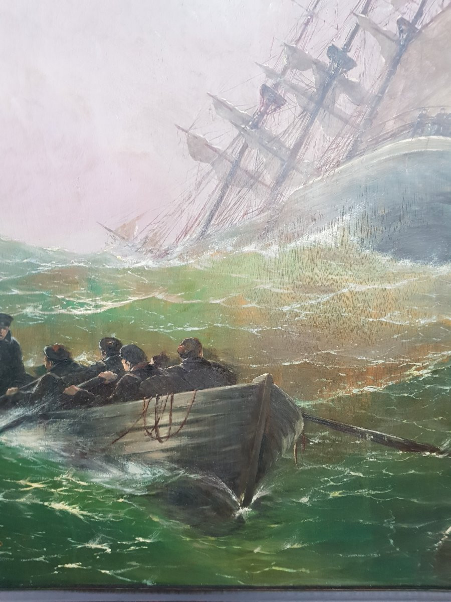 ZEYTLINE - Huile sur panneau - Grand format - Voilier en mer-photo-2