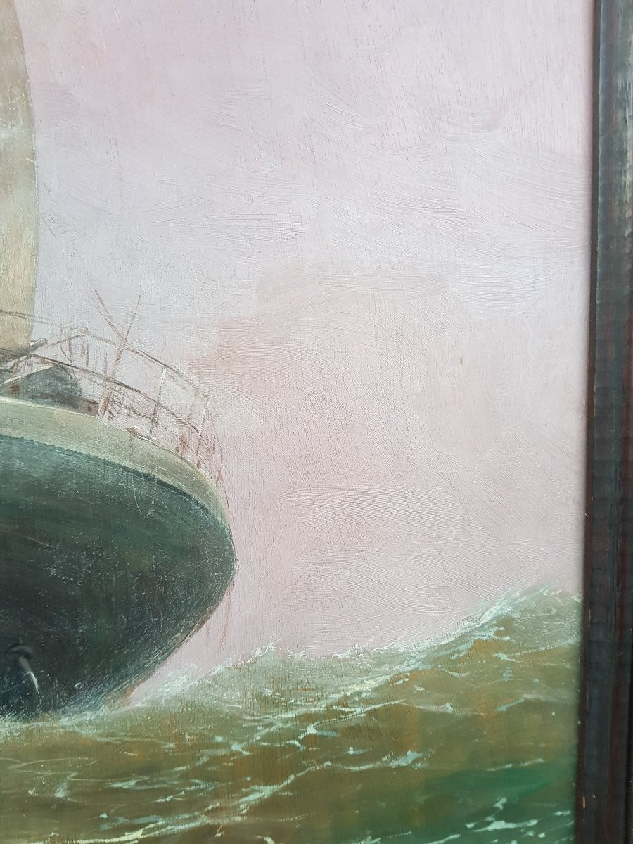 ZEYTLINE - Huile sur panneau - Grand format - Voilier en mer-photo-3