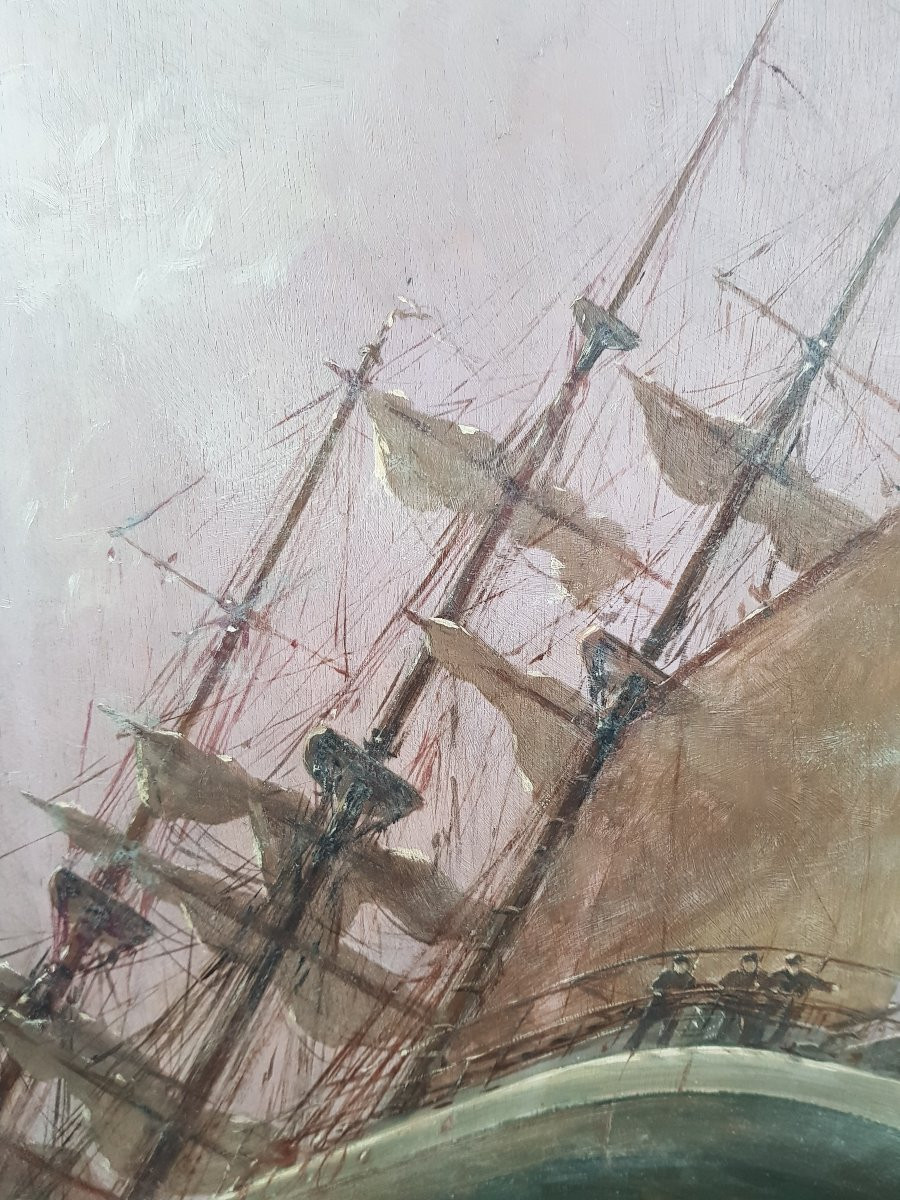 ZEYTLINE - Huile sur panneau - Grand format - Voilier en mer-photo-6