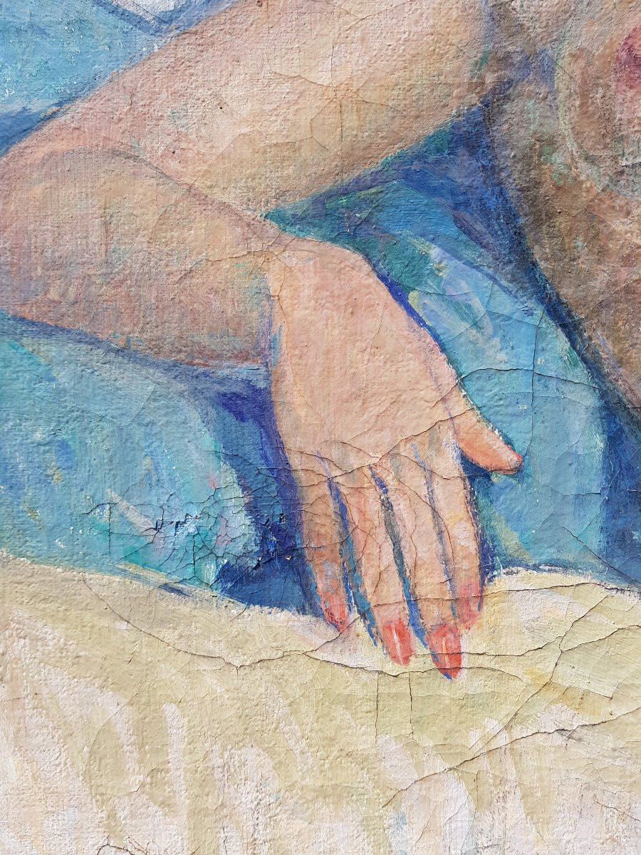 Fernand LANTOINE - Huile sur toile - Femme nue allongée-photo-4