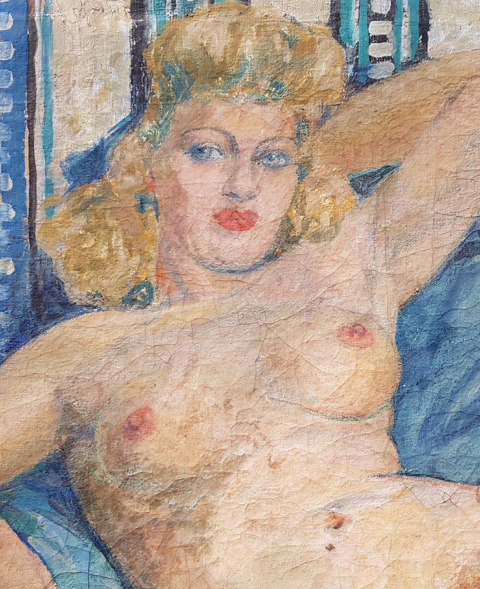 Fernand LANTOINE - Huile sur toile - Femme nue allongée-photo-5
