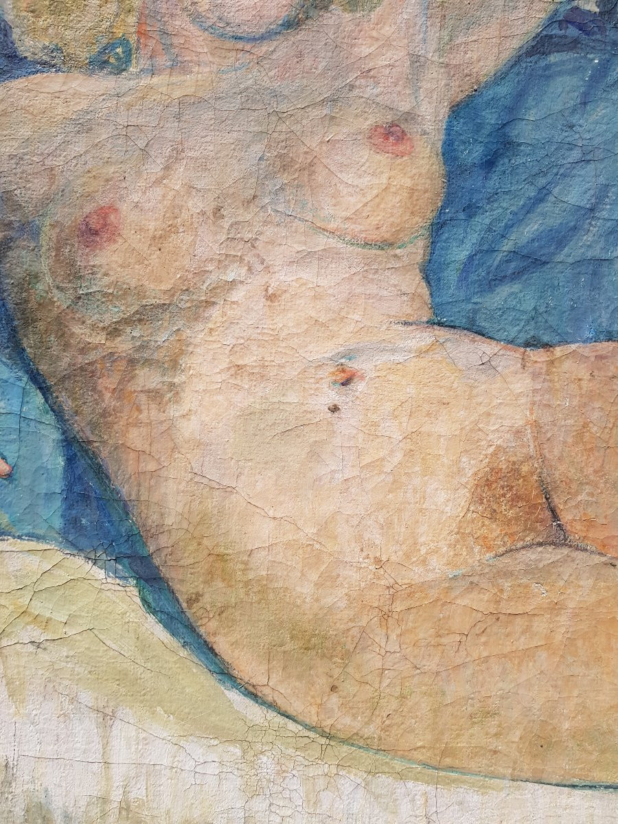 Fernand LANTOINE - Huile sur toile - Femme nue allongée-photo-6
