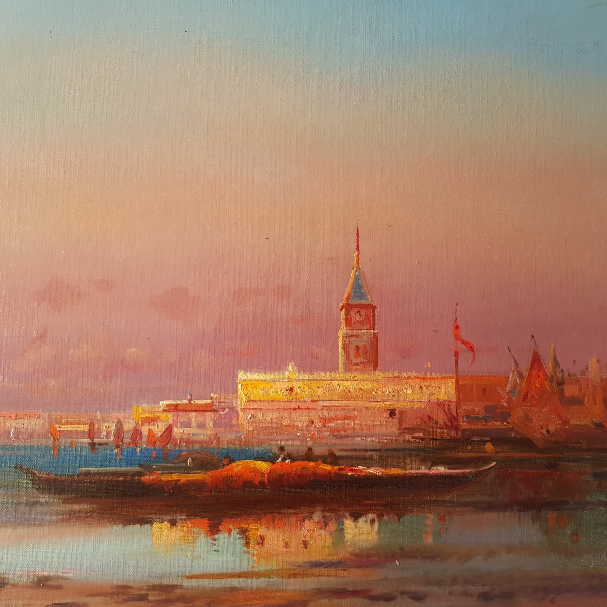 Duvieux - Oil On Canvas - Sunset, Venice-photo-3
