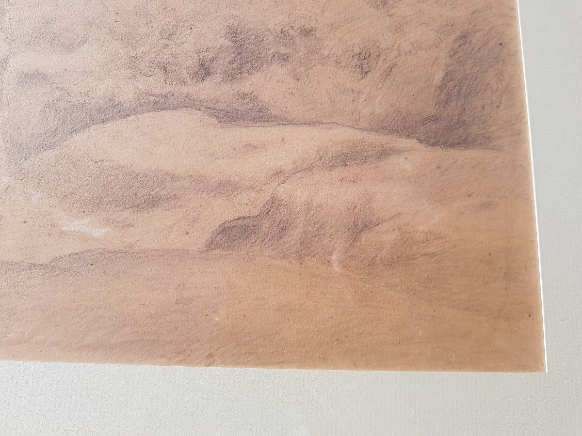 Theodore ROUSSEAU - Grand dessin - Paysage du Berry - 1842-photo-4