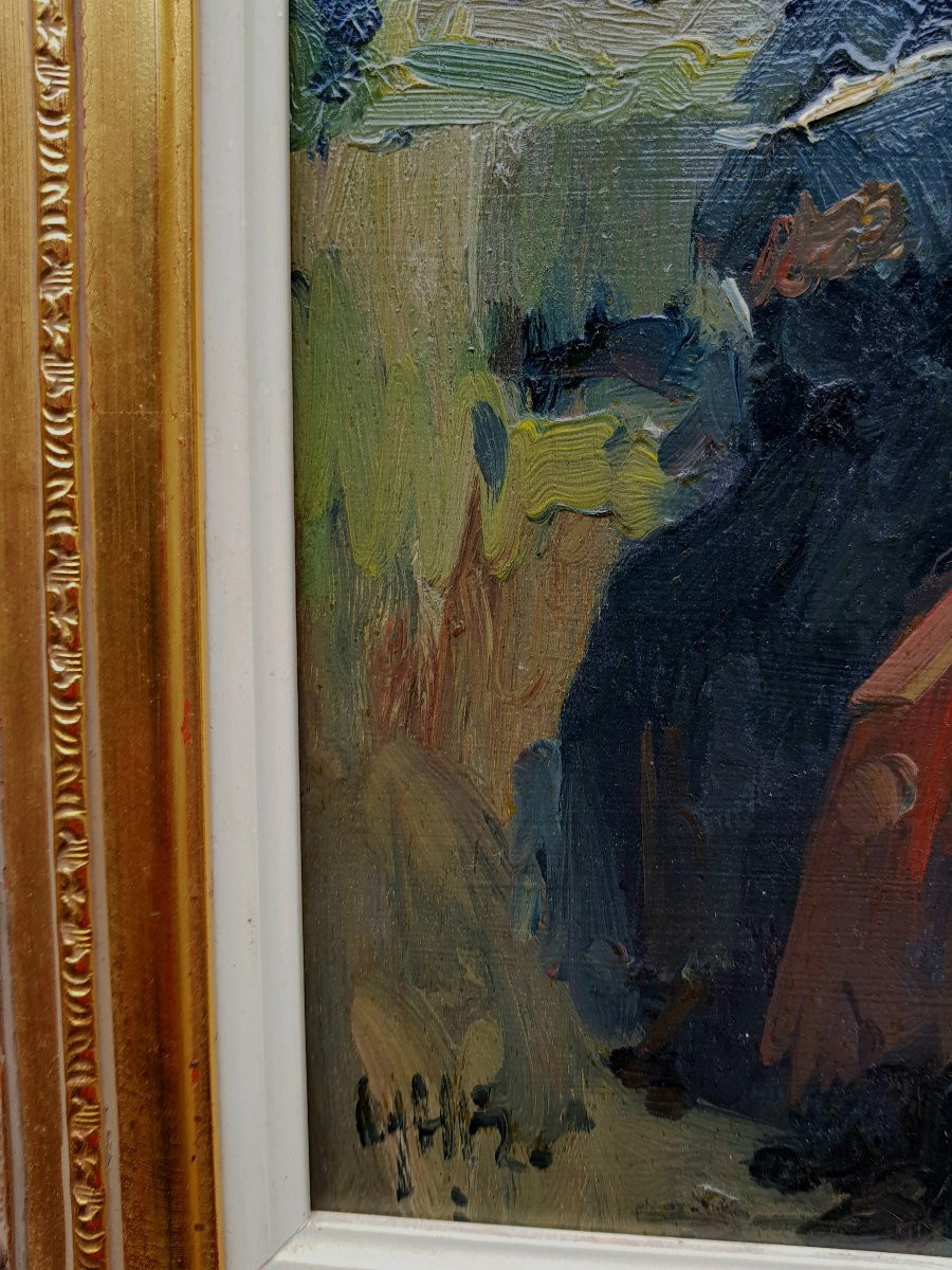Breitner - Oil On Panel - Women Seated On A Bench-photo-4