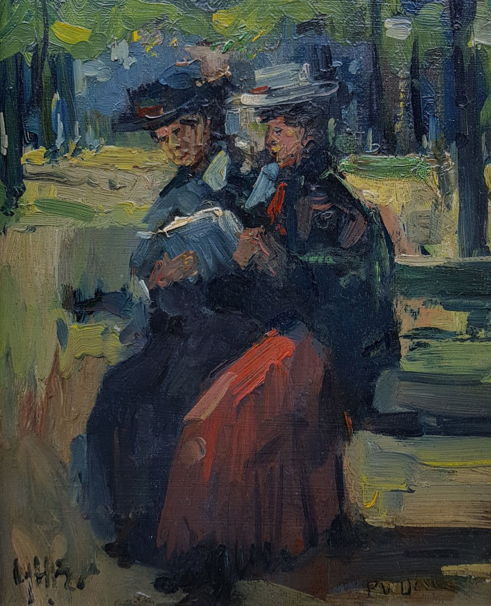 Breitner - Oil On Panel - Women Seated On A Bench