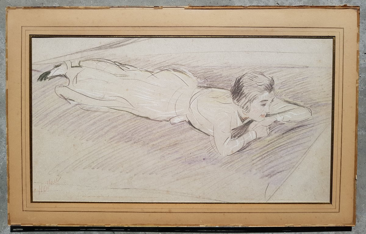 Paul-cesar Helleu - Large Drawing - Dreamy Young Girl-photo-4