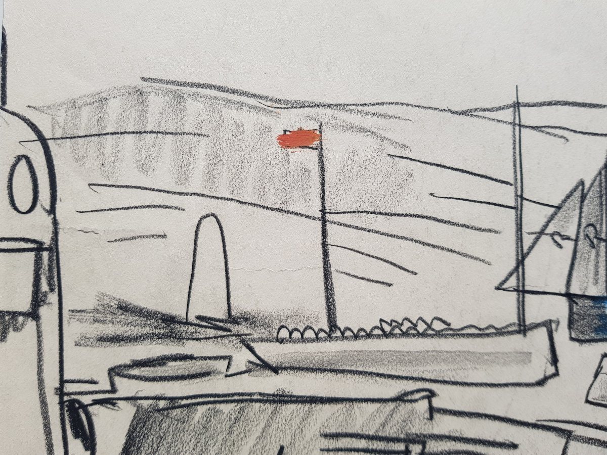 Mathurin Meheut - Drawing - Sailboat In The Port -photo-6