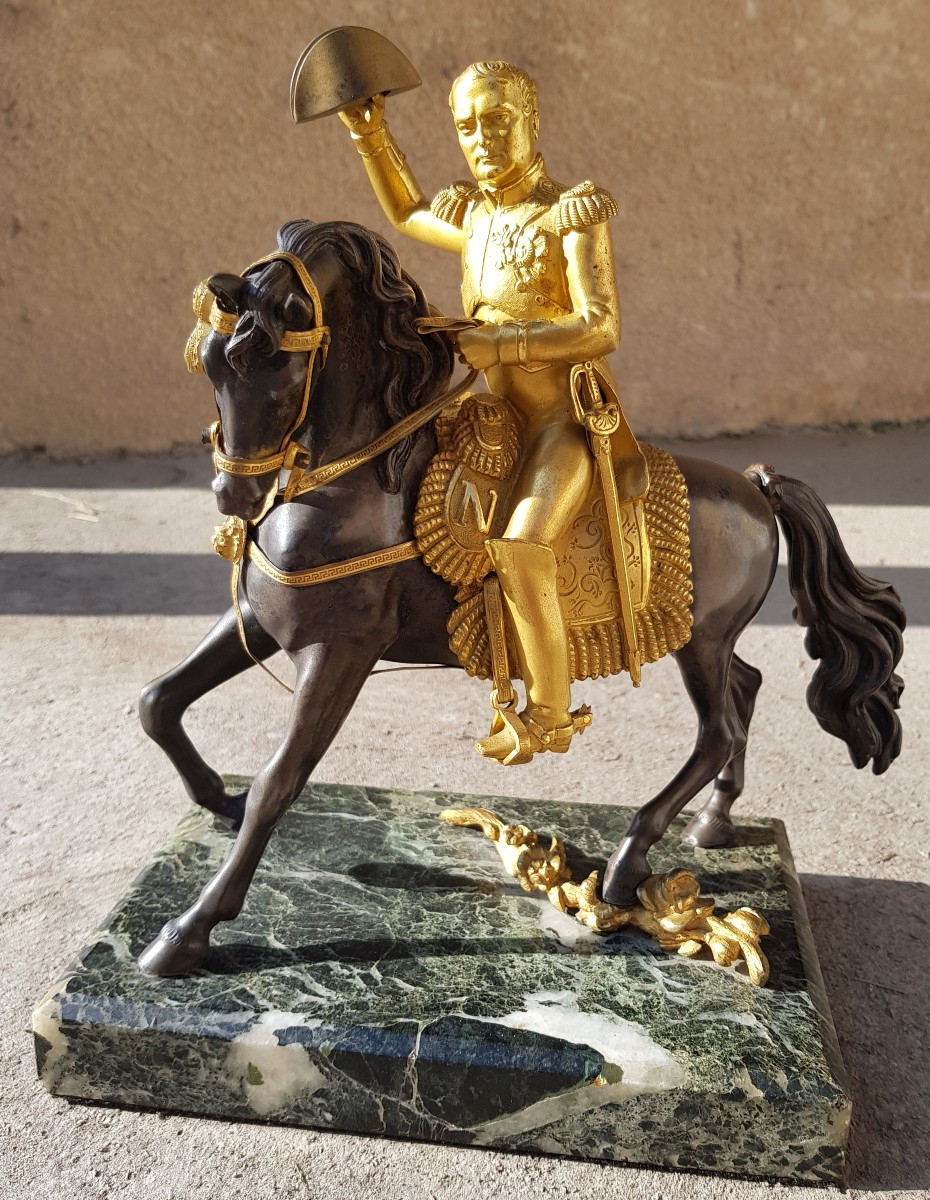 NAPOLÉON à cheval - Sculpture bronze / régule XIXè