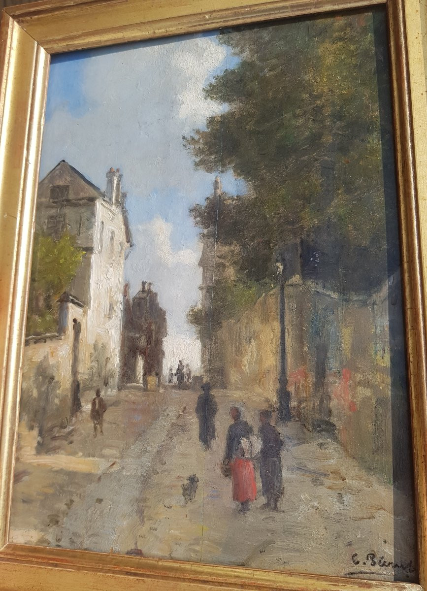 PÉCRUS - Huile sur panneau - 1880 - Rue à MONTMARTRE-photo-6