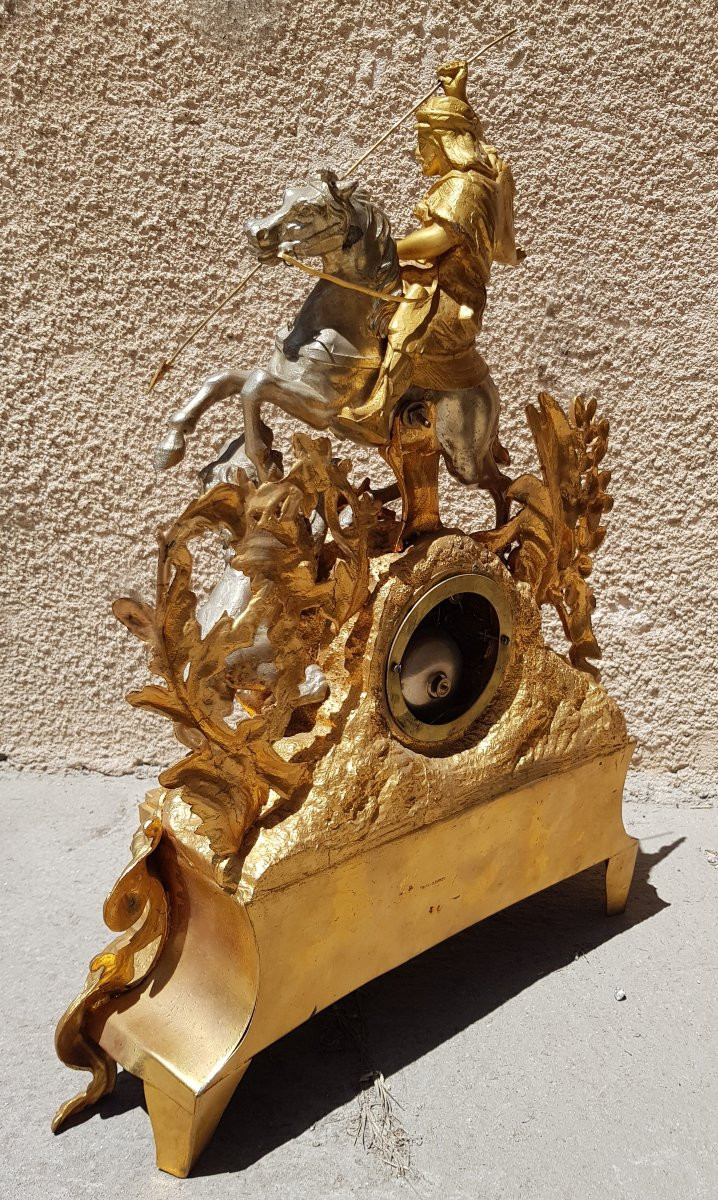 PENDULE ORIENTALISTE XIXè - Chasse au lion-photo-6