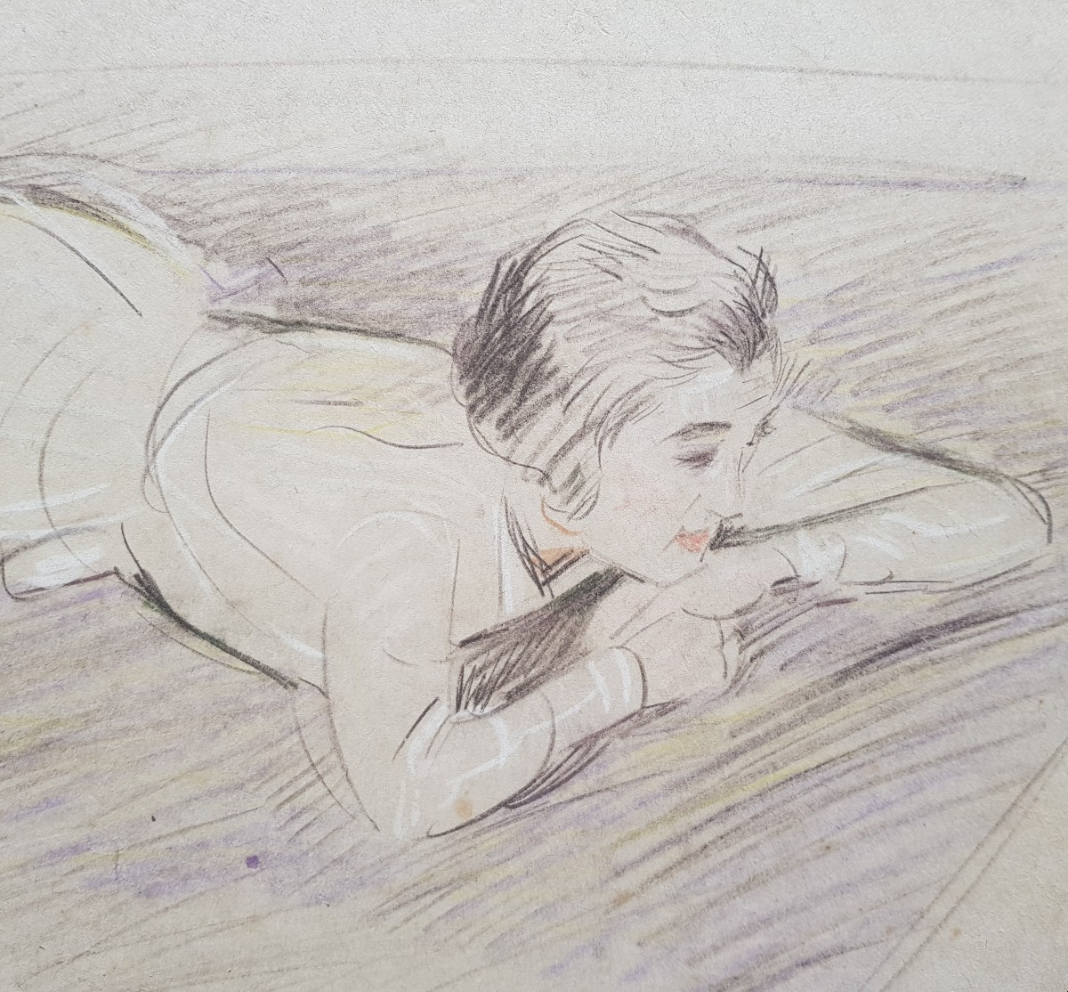 Paul-cesar Helleu - Large Drawing - Young Girl Portrait