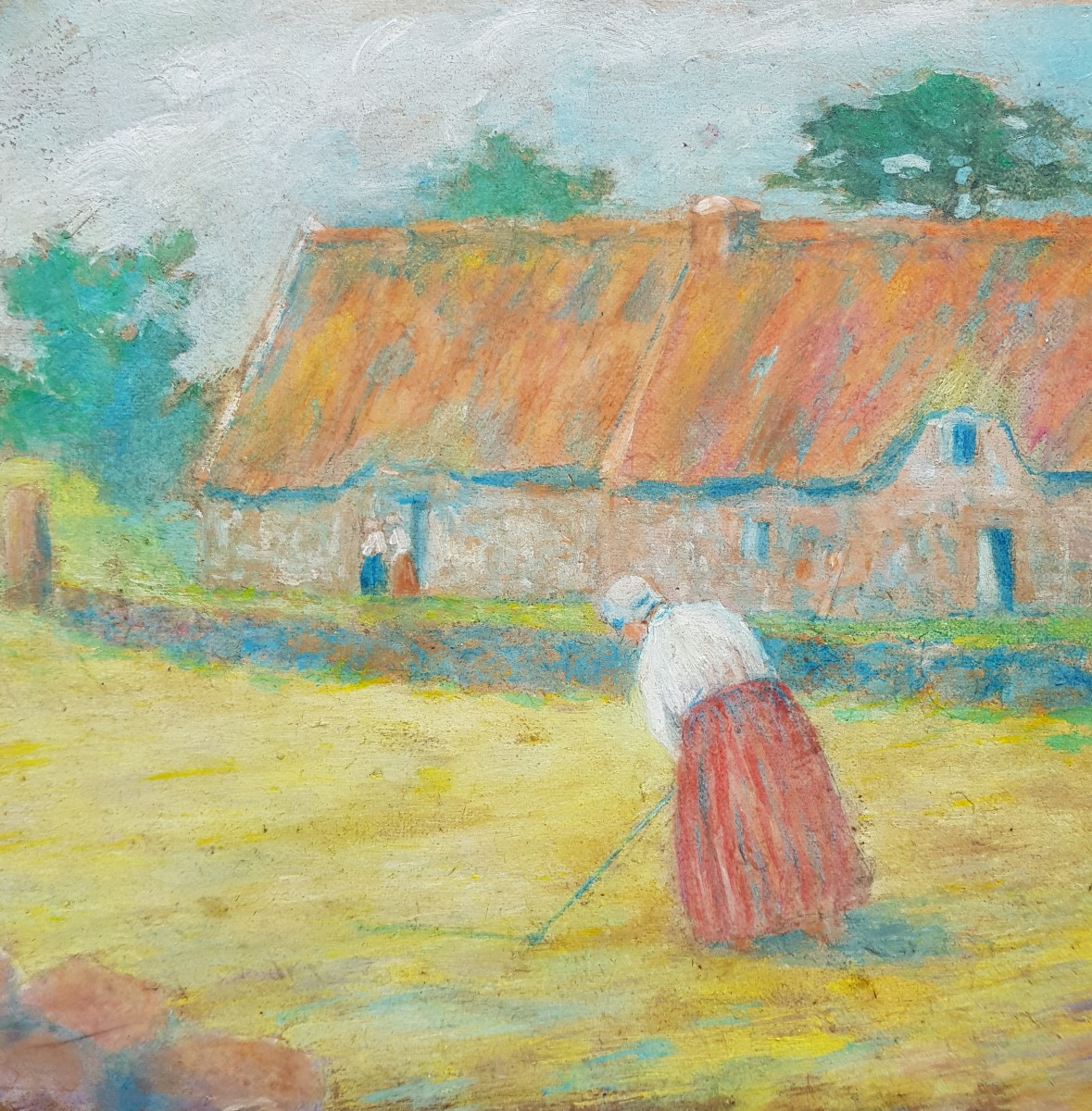 Delavallée - Oil C.1890 - Pont Aven - Wheat Thresher 