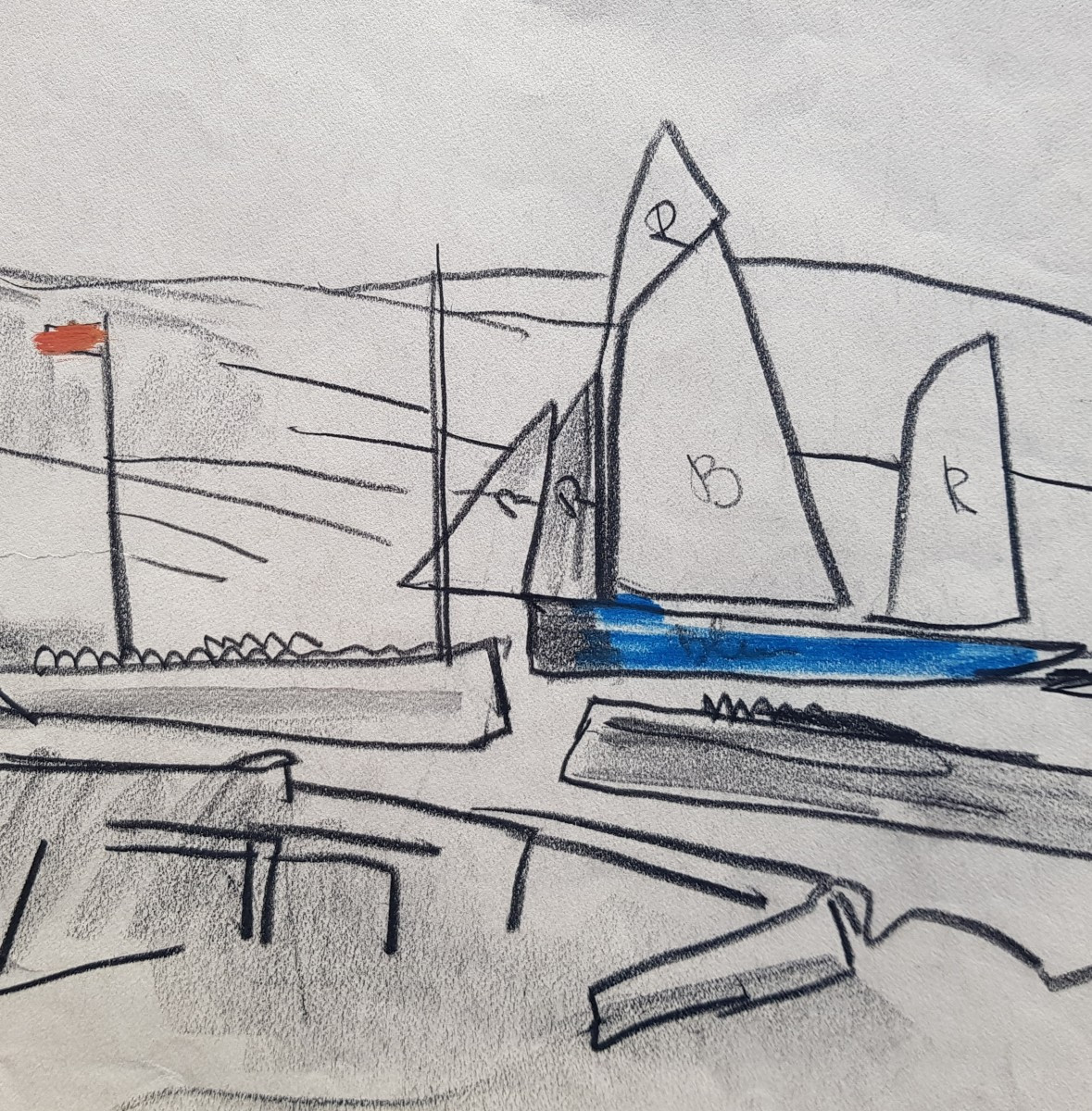 Mathurin Méheut - Drawing - Sailboat - Lamballe Museum