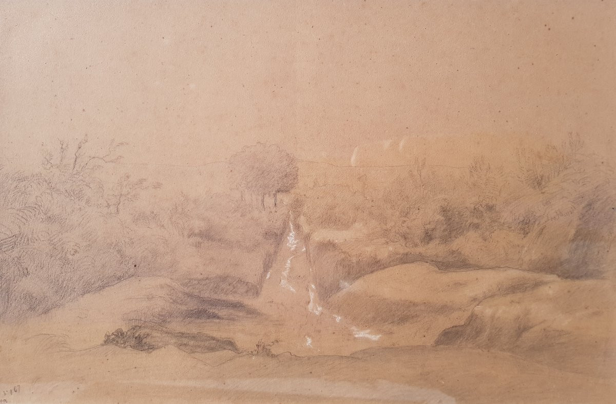 Theodore ROUSSEAU - 1842 - Grand dessin 31 x 47 cms-photo-4
