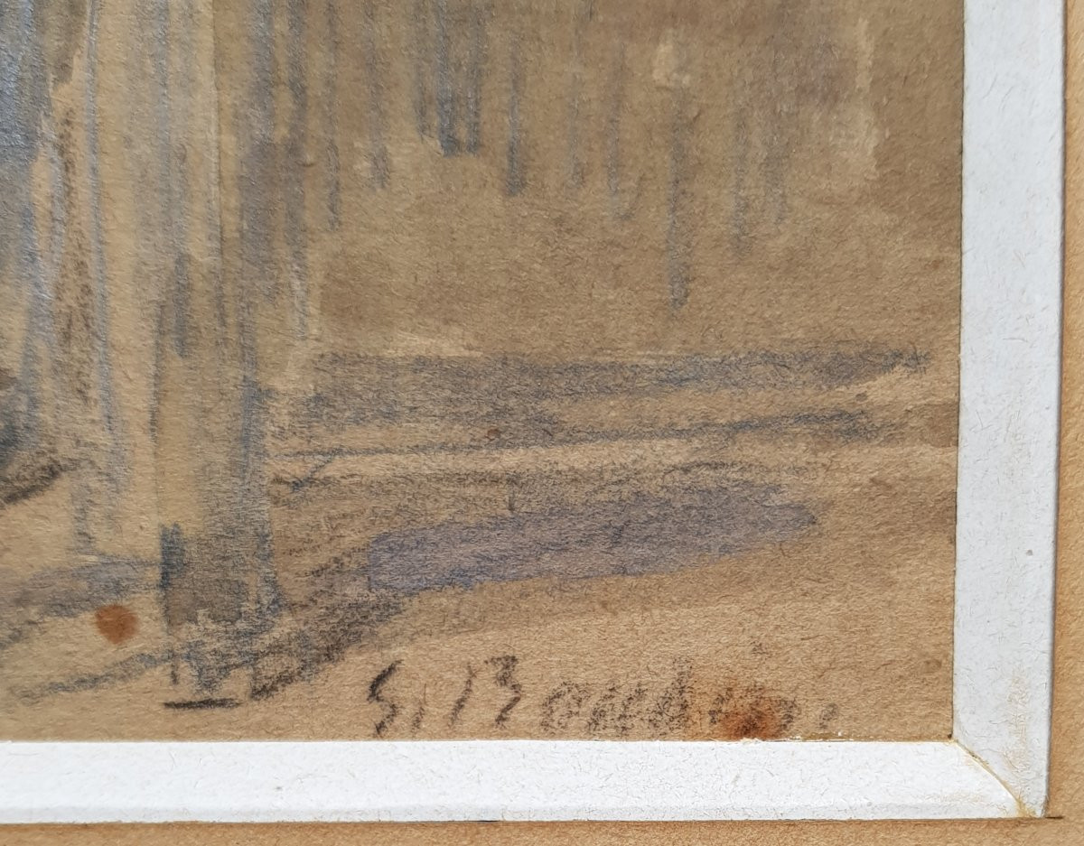Eugène BOUDIN - Aquarelle - Bretonne dans un intérieur-photo-2