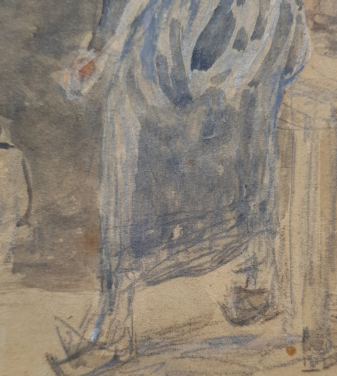 Eugène BOUDIN - Aquarelle - Bretonne dans un intérieur-photo-3
