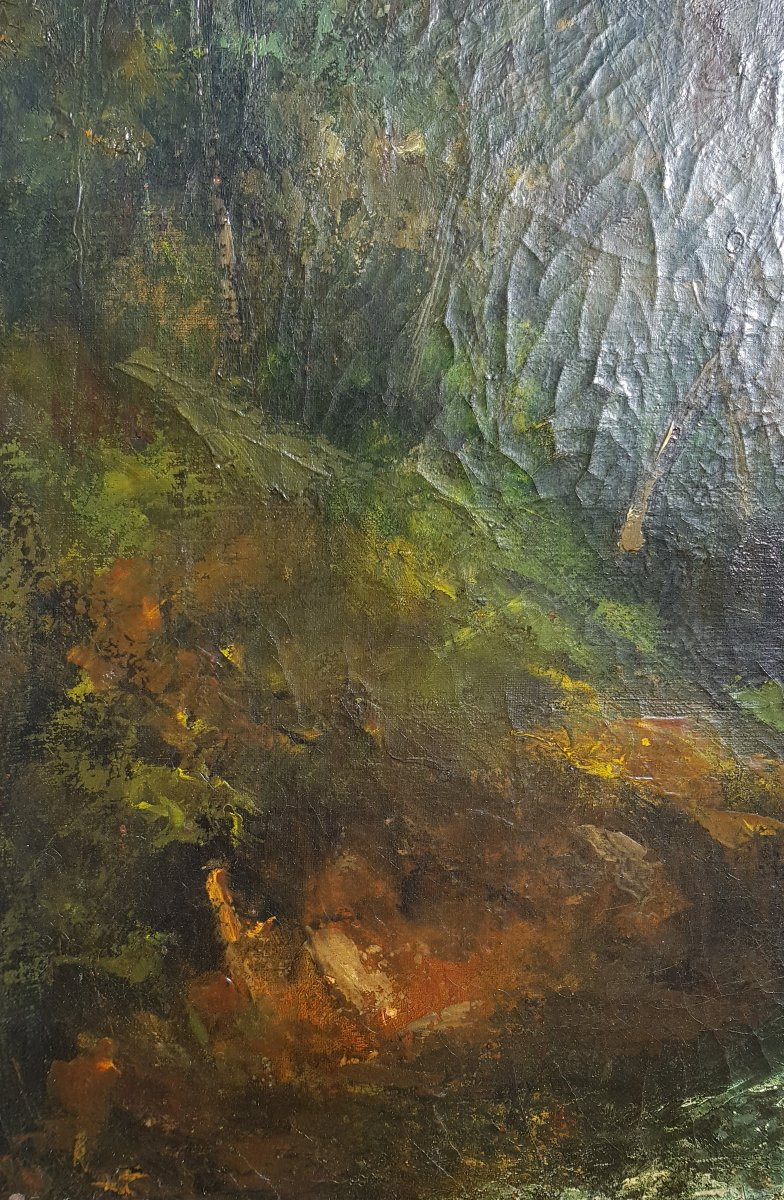 COURBET - Huile sur toile c.1870 - Cascade en forêt-photo-4