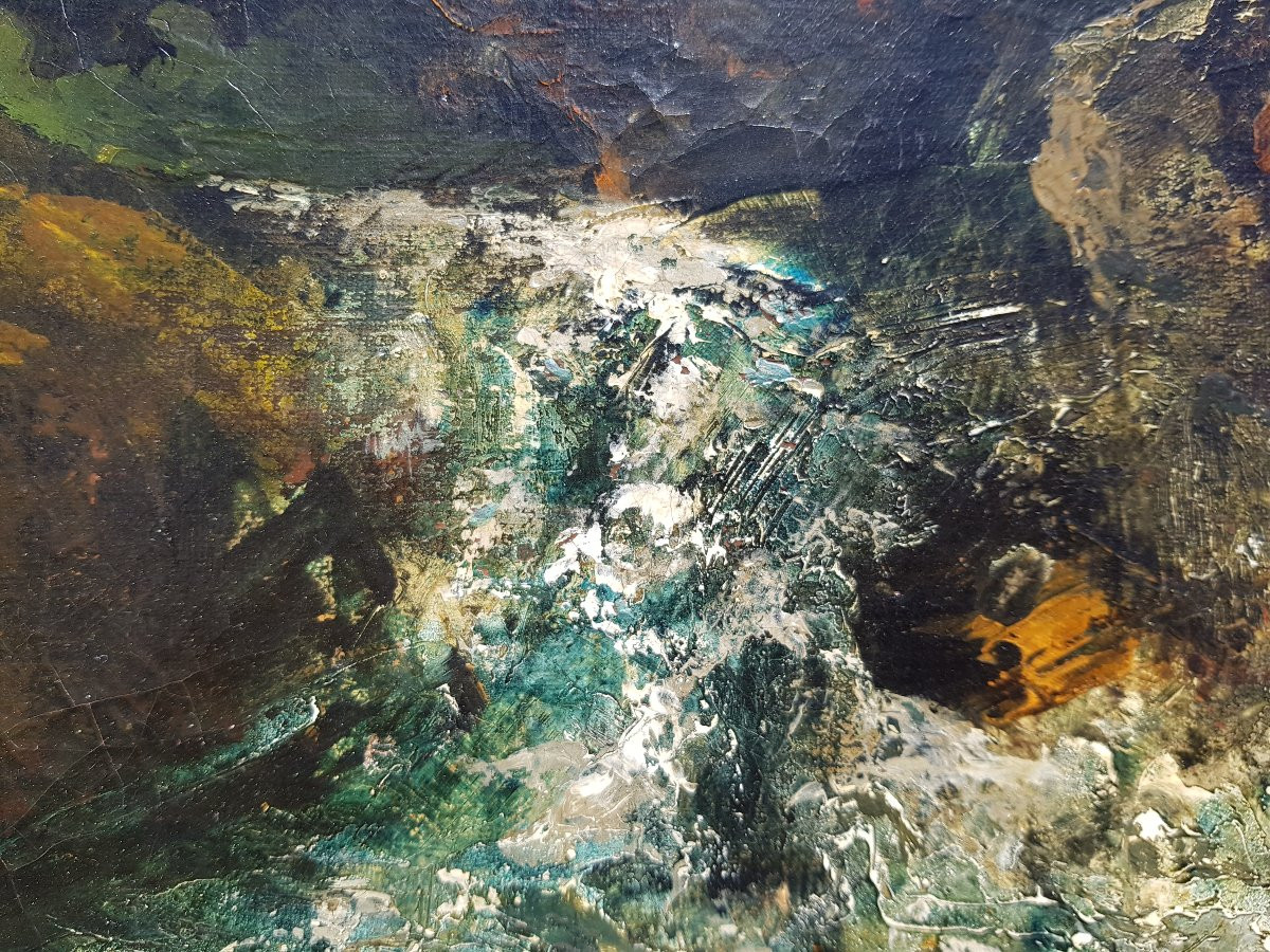 COURBET - Huile sur toile c.1870 - Cascade en forêt-photo-6
