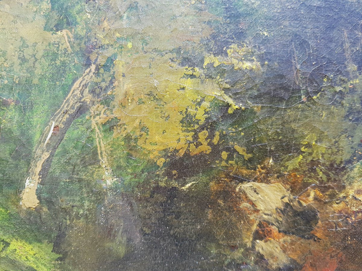 COURBET - Huile sur toile c.1870 - Cascade en forêt-photo-7