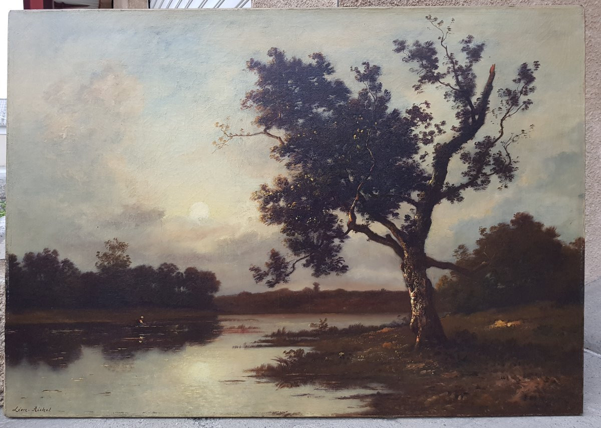 Léon RICHET - Grand tableau XIXè - Barbizon-photo-4